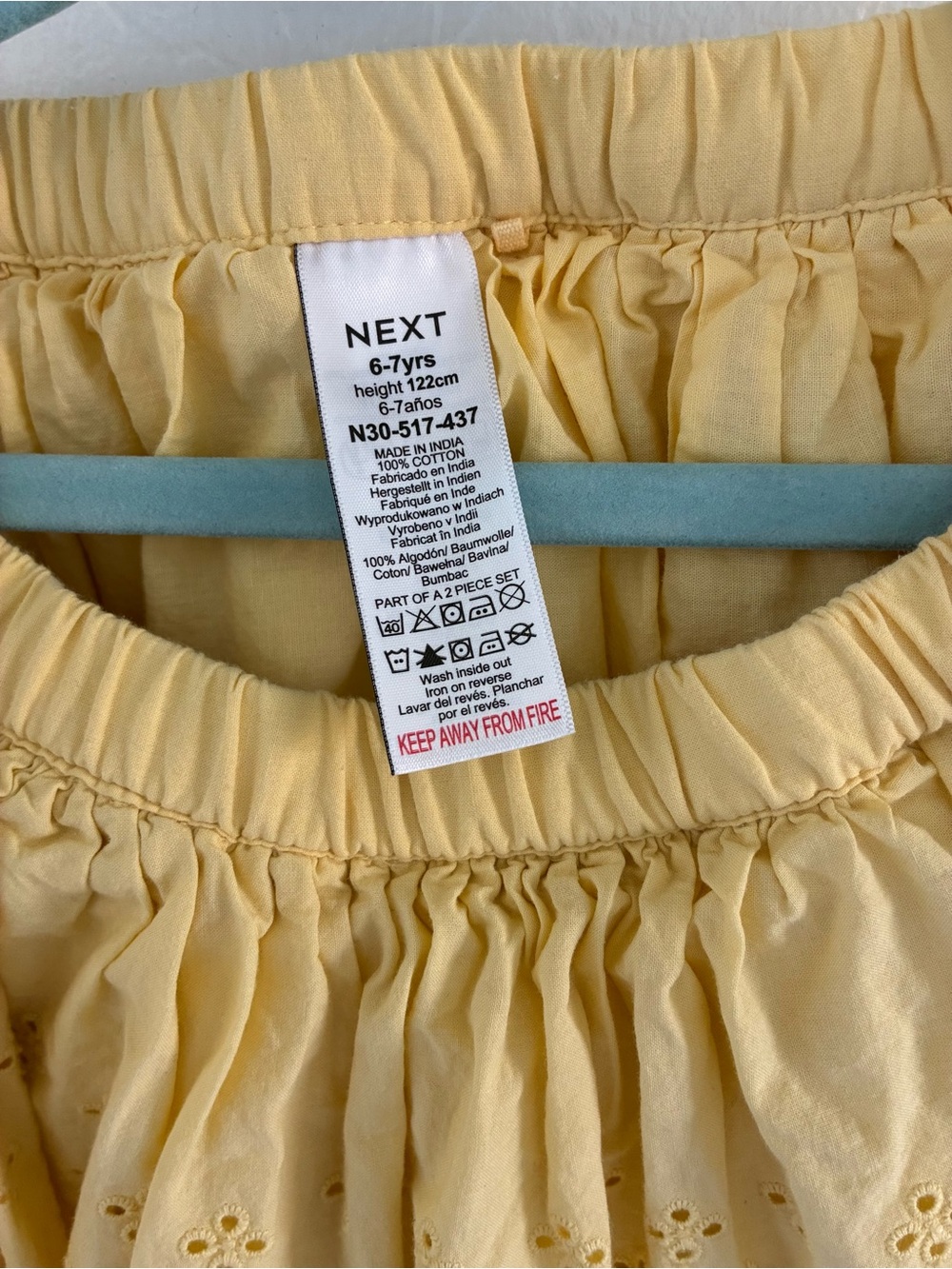 3 summer girls skirts/skort bundle 6-7 blue jean embroidered and yellow eyelet - Picture 4 of 16
